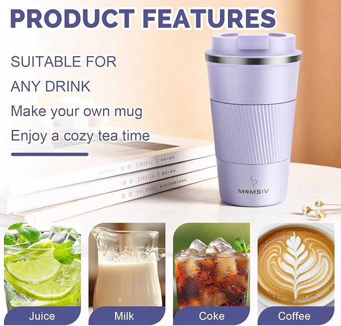 MOMSIV 17oz Travel Coffee Mug, Insulated Coffee Cup with Leakproof Lid | 6-Hour Heat Retention, 360°Leak proof, Vacuum Stainless Steel Double Walled, BPA-free, Reusable And To Go Coffee Mug - Image 4