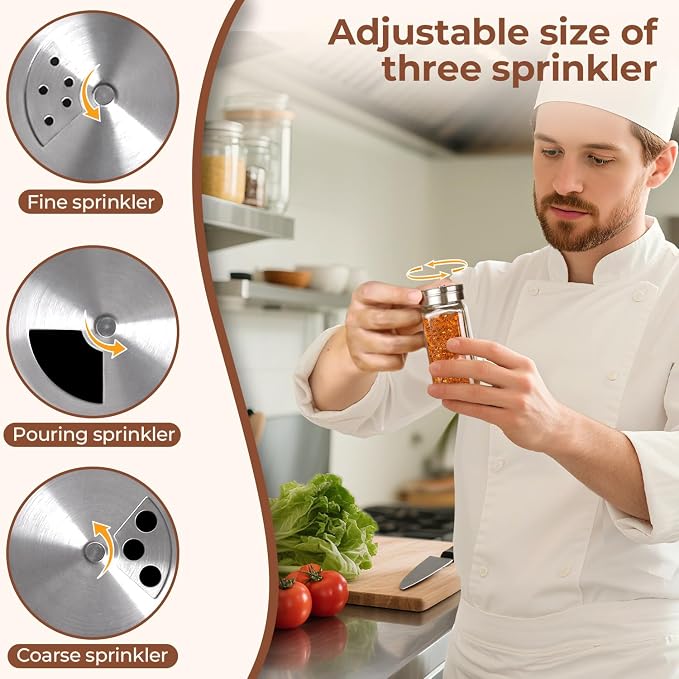 ComSaf Glass Spice Jars with Shaker Lids 4 oz 24 Pack Small Square Bulk Set | Labels, Seasoning Herbs Powders, Salt Pepper Chili, Spice Rack Organization, Kitchen Cabinet Storage, Funnel Included - Image 3