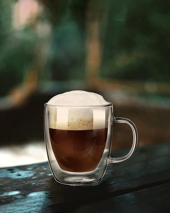 350ml/12.5oz Insulating Teacup Double Layer Glass Mug Heat Resistant Cup for Infusing Coffee, Milk, Tea, etc