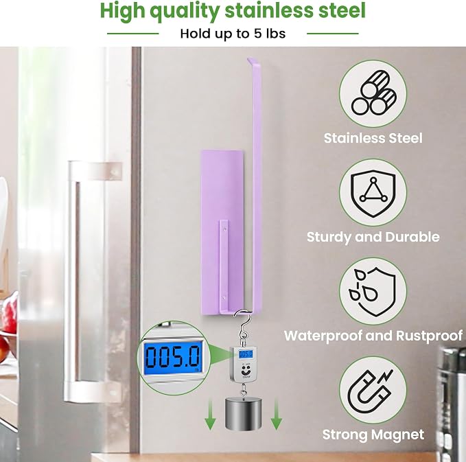 Magnetic Paper Towel Holder for Fridge, Toilet Paper Roll Holder Magnetic Paper Towel Rack Wall Mount Fridge Organizer for Papers Towel Roll Bathroom Toilet Garage RV Decor Kitchen Organization Purple - Image 7
