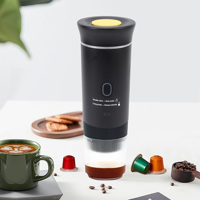 Zunate Portable Capsules Coffee Maker with 20 Bar Pump, 3 in 1 Automatic 72W Ground Coffee Machine for Travel Home Office with 120ML Cup, Gray (Black) - Image 4