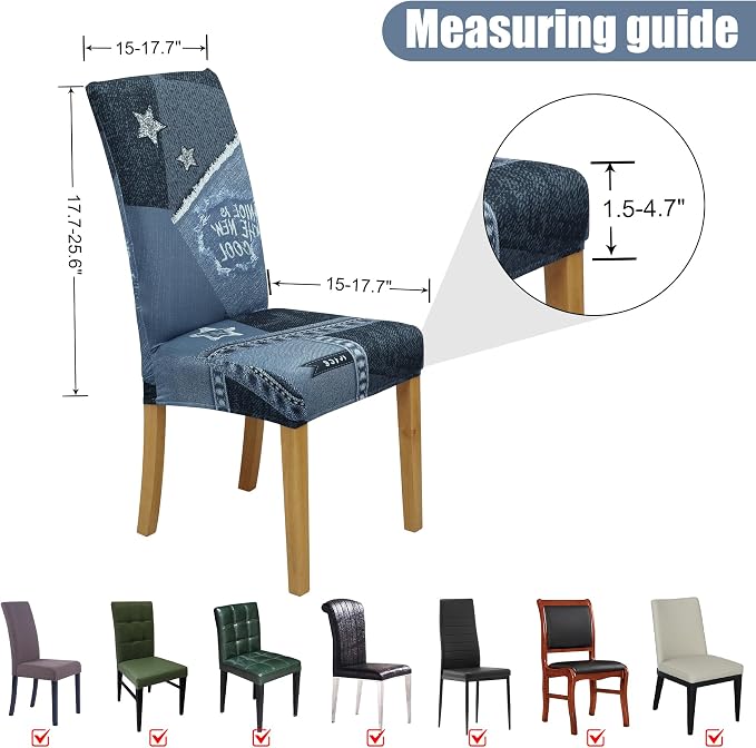 Dining Chair Covers, Stretch Seat Covers, Washable Furniture Protector | 4 Pack, Washable, Stretch Fit, Soft, Non Slip, Dining Chair Covers, Seat Protector, Furniture Cover,Easy Clean - Image 5