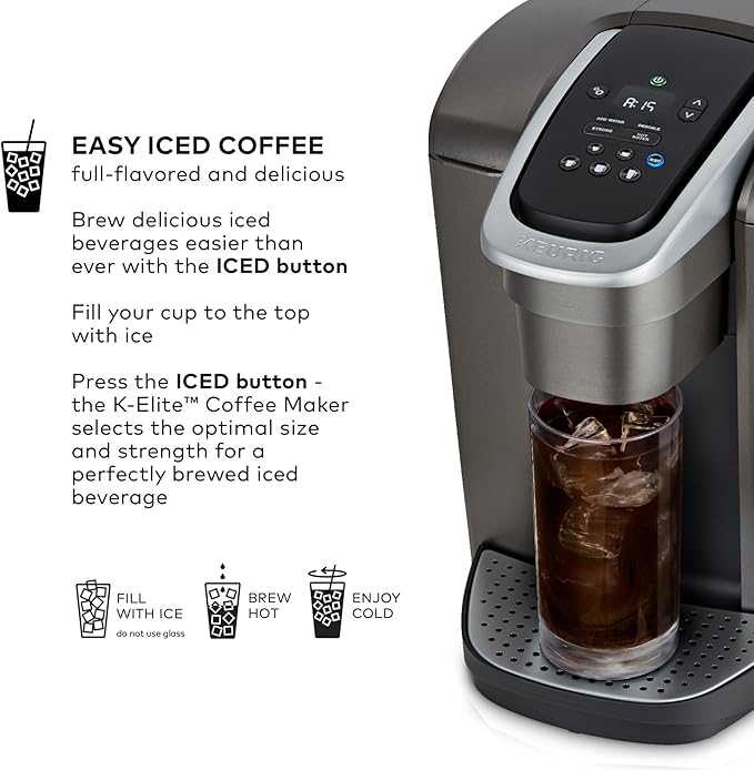 Keurig K-Elite Single Serve K-Cup Pod Coffee Maker, with Strength and Temperature Control, Iced Coffee Capability, 8 to 12oz Brew Size, Programmable, Brushed Slate | Strength, Temperature Control, Iced Coffee Capability, 8 to 12oz Brew Size, Programmable - Image 5