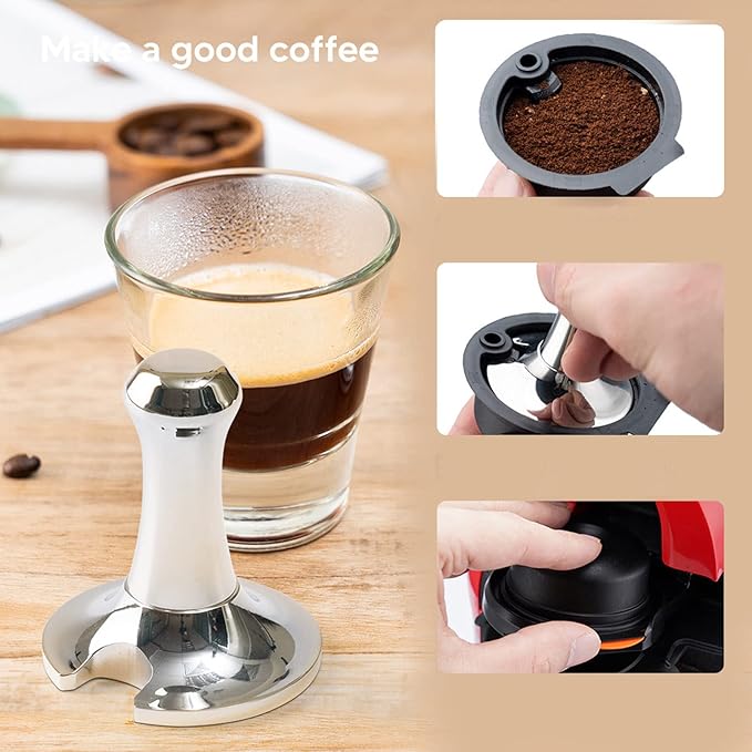 Tyenaza 51mm Stainless Steel Coffee Tamper, Ergonomic Easy to Clean Heavy Duty Coffee Tamper with Handle for Coffee Machines