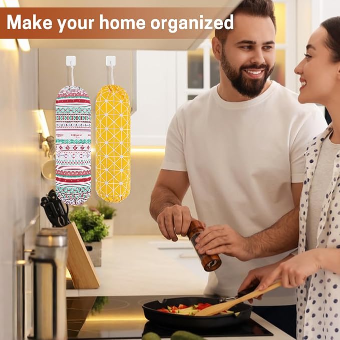 SWISSELITE 2Pcs Plastic Bag Holder, Reusable Plastic Bag Organizer | Wall Mount, Large Grocery Bag Storage Dispenser, 22x9 IN - Image 7