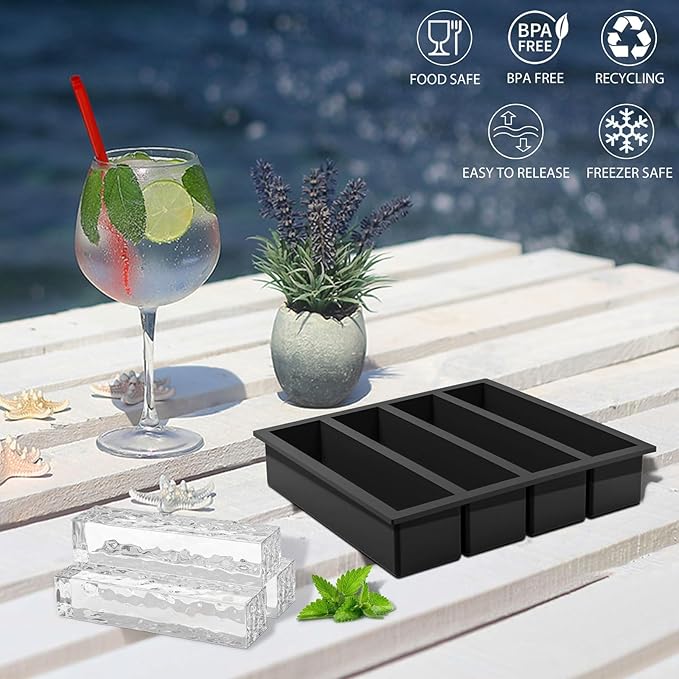 Silicone Ice Cube Trays Large for Whisky, Collins Ice Cube Mold Tray Also Used for Butter Mold, 2 Count
