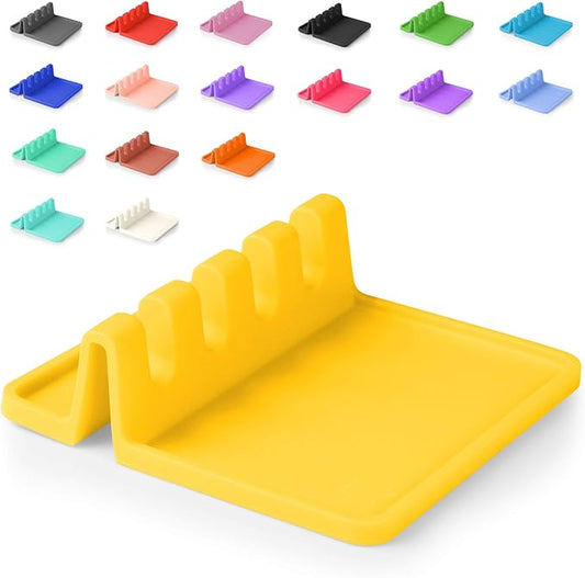 Zulay Kitchen Silicone Utensil Rest with Drip Pad for Multiple Utensils - BPA-Free, Heat-Resistant Spoon Rest & Spoon Holder for Stove Top - Kitchen Utensil Holder for Ladles & Tongs - Yellow by ZulayKitchen