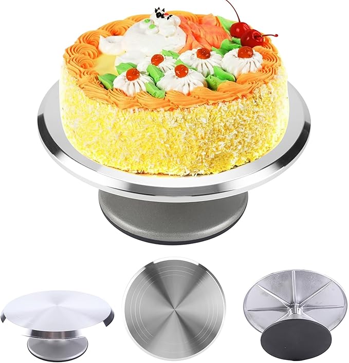 Cake Stand, Rotating Cake Turntable Revolving Cupcake Stand Metal Cupcake Decorating Pastry Baking Decor Tool Stable Base, Easy to Clean