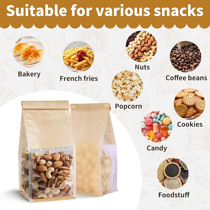 100 Pack Bread Bags for Homemade Breads，Small Bakery Bags with Window，Cookie Bags with Tin Tie，Bagel Bag，Coffee bag，Sourdough Bread Bags Foods Packaging Storage - Image 3
