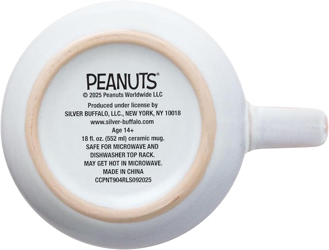 Silver Buffalo Peanuts Snoopy Hearts Love, Reactive Glaze Pottery Mug, 18oz | Tapered Shape, 0.53 Liters - Image 4
