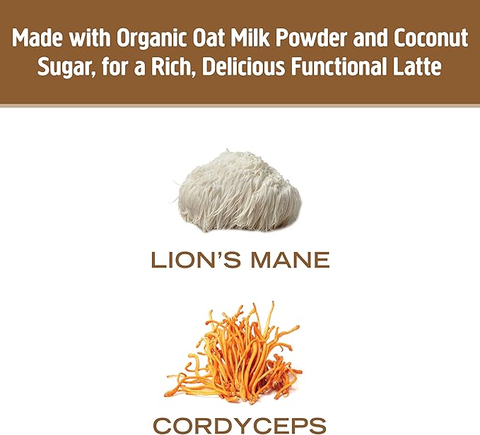 Om Mushroom Superfood Coffee Latte Blend – Functional Mushroom Powder with Lion’s Mane, Cordyceps, Reishi & Chaga – Energy, Focus & Mental Clarity Support – Single Serve Packets (10 Count)