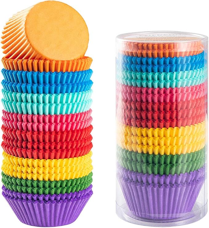 Bright Rainbow Standard Cupcake Liners Solid Colorful Paper Baking Cups 400-Count by Gifbera