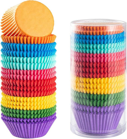 Bright Rainbow Standard Cupcake Liners Solid Colorful Paper Baking Cups 400-Count by Gifbera