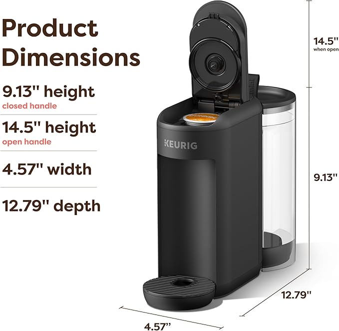 Keurig K-Mini Mate Plus Single-Serve K-Cup Pod Coffee Maker, Compact, 3 Cup Sizes, Brew Over Ice and Strong Button Features, 50 oz Removable Reservoir, Matte Black - Image 8