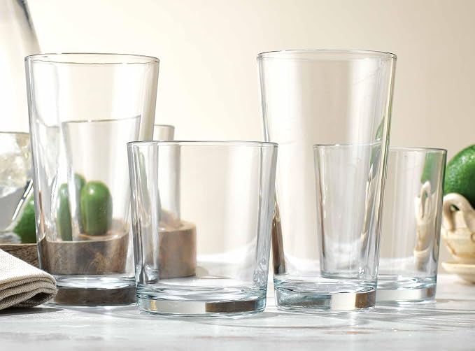 Glaver's Drinking Glasses Set of 12. Glassware set, 6 Highball Glass Cups, 6 Whiskey glasses. Classic Drinkware Set 17 oz Tall Glasses Set and 13 oz Rock Glasses. - Image 7