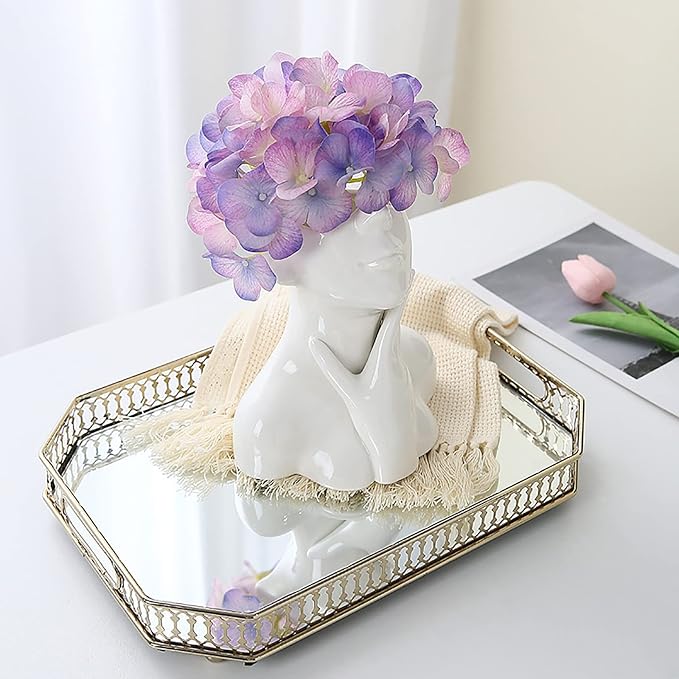 Face Vase,White Flower Vases for Decor,Ceramic Body Vase,Modern Vase for Shelf Dining Table Kitchen Counter Modern Home Decor 6.69'' W X 7.09'' H - Image 3