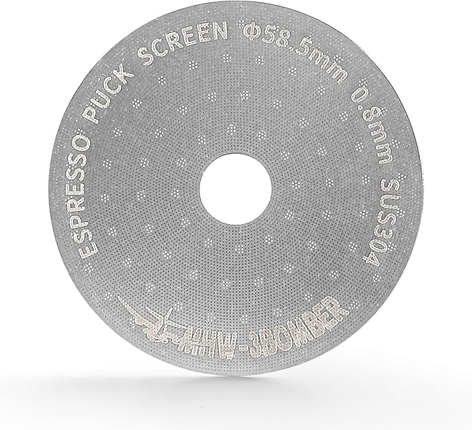 MHW-3BOMBER 58.5mm Espresso Puck Screen with Round Hole Metal Espresso Filter 0.8mm Thickness Coffee Filter for La Marzocco/Gaggia (color: Silver(Round Hole),size:58.5mm)
