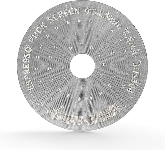 MHW-3BOMBER 58.5mm Espresso Puck Screen with Round Hole Metal Espresso Filter 0.8mm Thickness Coffee Filter for La Marzocco/Gaggia (color: Silver(Round Hole),size:58.5mm)
