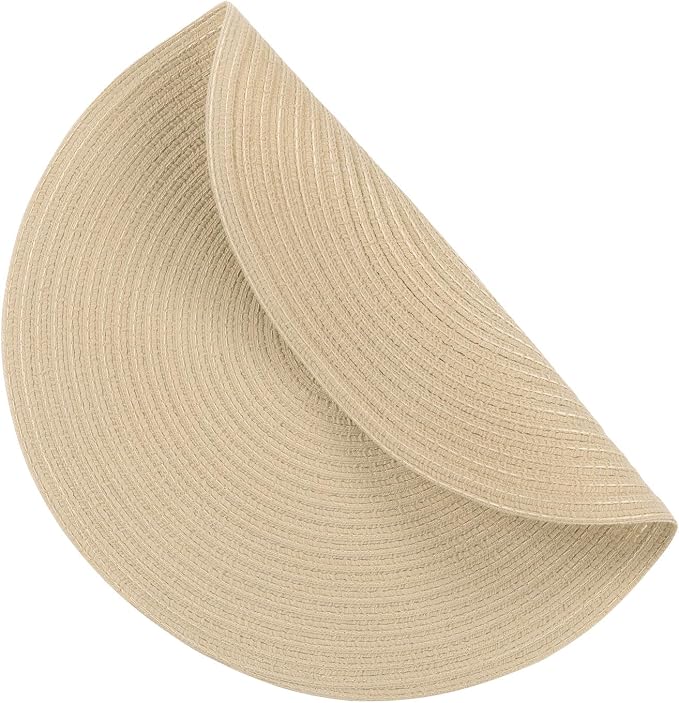 SHACOS 15 inch Round Placemats Set of 8 for Dining Table Cotton Polyester Braided Place Mats Washable Kitchen Table Mats for Dinner Party Table (Light Beige, 8) - Image 9