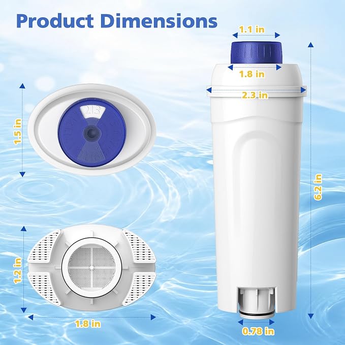 4 Pack DLSC002 Magnifica Evo Water Filter For DeLonghi Coffee Machine | Activated Carbon Softener For Dinamica, Eletta, Ecam, Esam, Etam, Bco, Ec Series For Delonghi Water Filter Replacement - Image 2