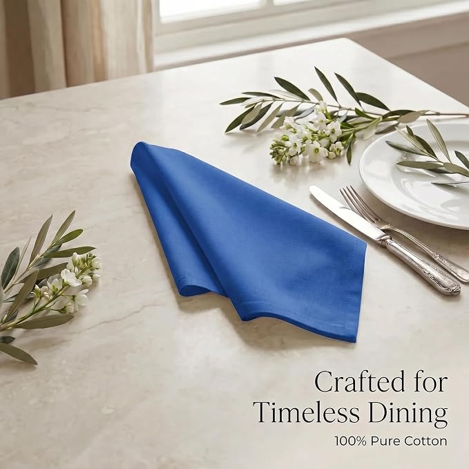 Urban Villa Cloth Napkins Cotton 20x20 (Set of 12) Royal Blue - Image 8