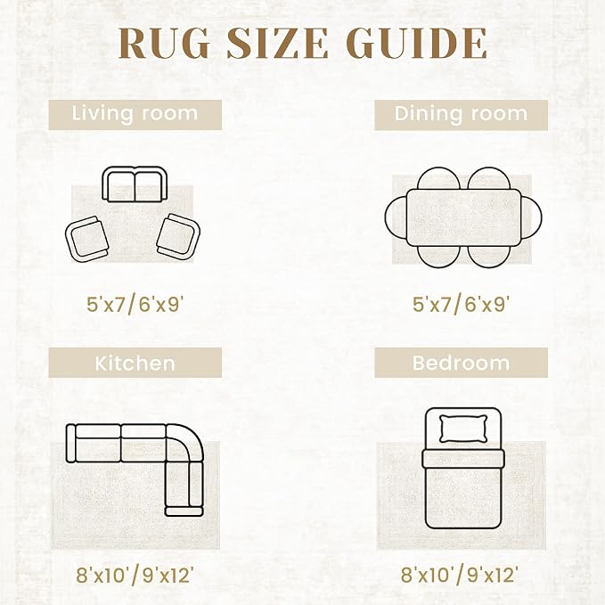 8x10 Area Rugs for Living Room: Washable Large Vintage Floral Rug Low Pile Non-Slip Boho Carpet for Bedroom Dining Home Office (Floral Beige, 8'x10') - Image 7