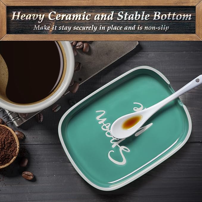 Turquoise Spoon Rest for Stove Top, DAYYET Teal Ceramic Large Spoon Holder, Spoon Rest for Kitchen Counter, Heat-Resistant Cooking Utensil Rest, Teal Kitchen Decor and Accessories - Image 5