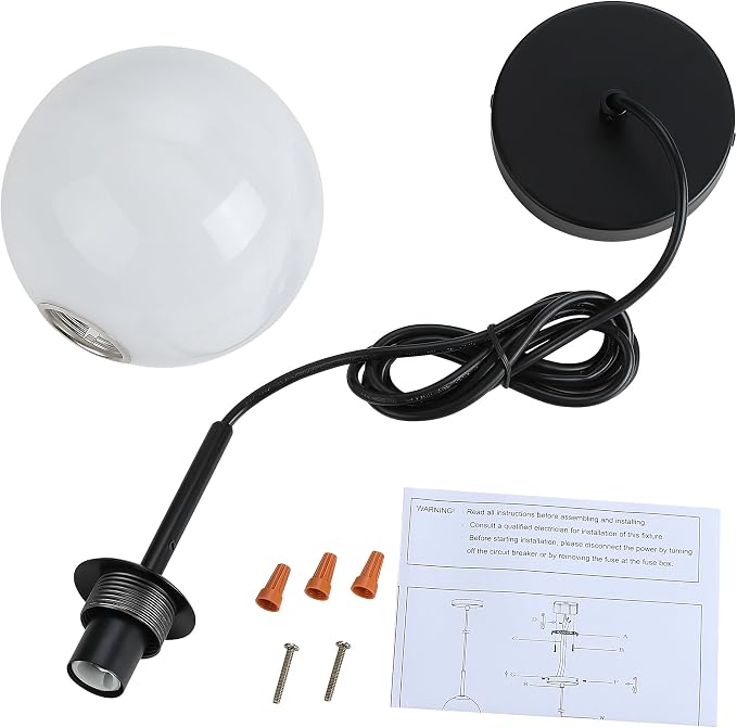 3-Pack Milky Globe Pendant Light Handcrafted Marble Glass Shade Chandelier Mid Century Single Pendant Light Kitchen Island Dining Room Lighting Fixtures Ceiling Hanging - Image 7