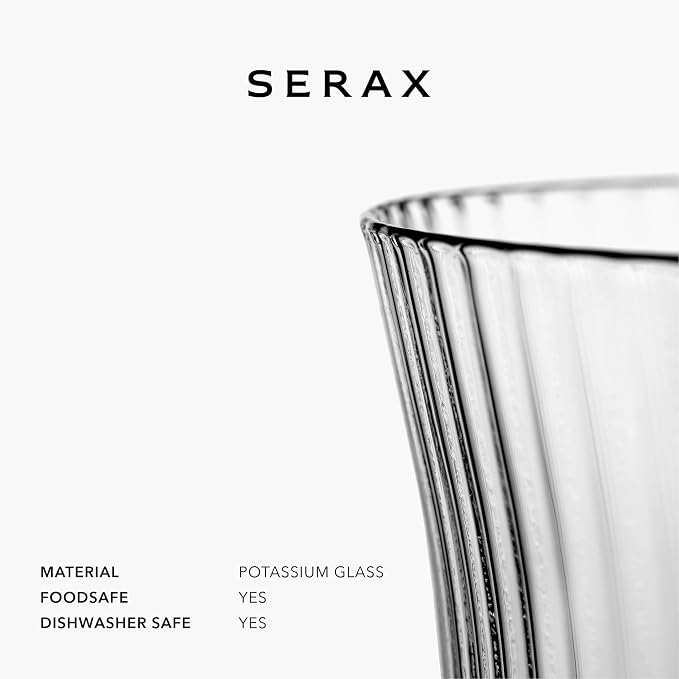 Serax Large Whiskey Glasses Drinking Set of 4 | Inku Glassware by Sergio Herman | Clear Glass Tumbler Cups without Lids | Home Essentials, Cocktail Glasses | Whisky, Beer, Juice, Water - Image 9