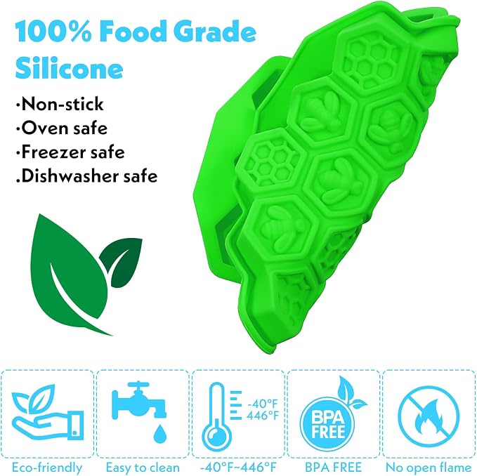 19 Cavity Honeycomb Silicone Mold, Food Grade Bee Silicone Baking Mold, Non-Stick Gummy Molds for Chocolate, Candy, Jelly, Ice Cube, Soap Making (Green) - Image 3