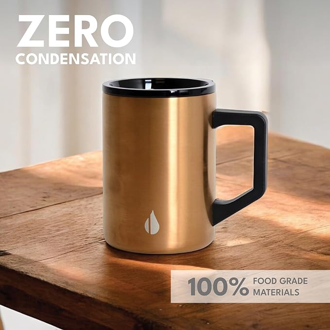 Elemental Insulated Coffee Mug - Triple-Wall Stainless Steel Summit Travel Cup for Hot and Cold Drinks - Thermal Coffee Mug with Lid and Handle for Camping, Office & Travel 16oz - Copper - Image 6