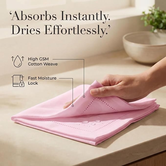 Urban Villa Hemstitch Cloth Dinner Napkins Cotton 20”x20” (Set of 12)-Pink - Image 3