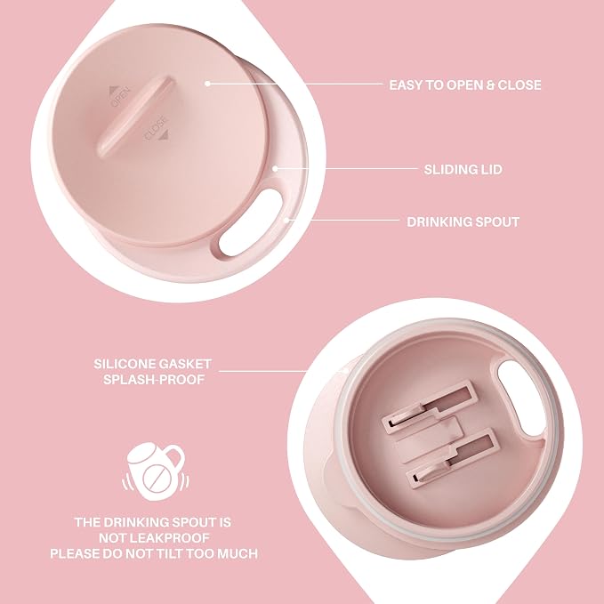 Ideus 16 oz Insulated Coffee Mug with Handle and Lid, Double Wall Stainless Steel Vacuum Thermal Coffee Mug, Travel Coffee Cup Thermal Cup for Home and Office, Sakura Pink - Image 4