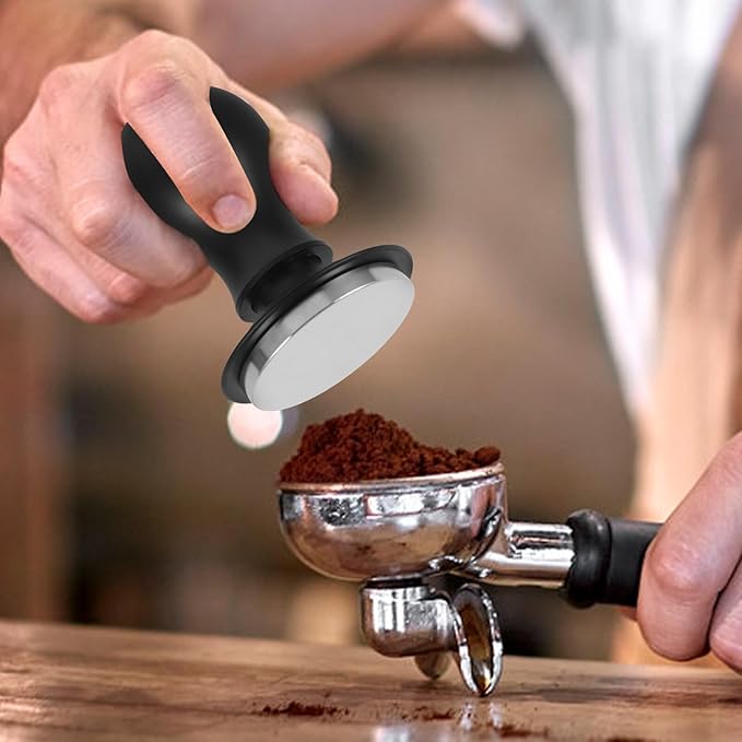 Adjustable Espresso Coffee Tamper with Built Spring for Even Coffee Ground Distribution Reusable Metal Pressing Tool for Consistent Extraction Espresso Machines