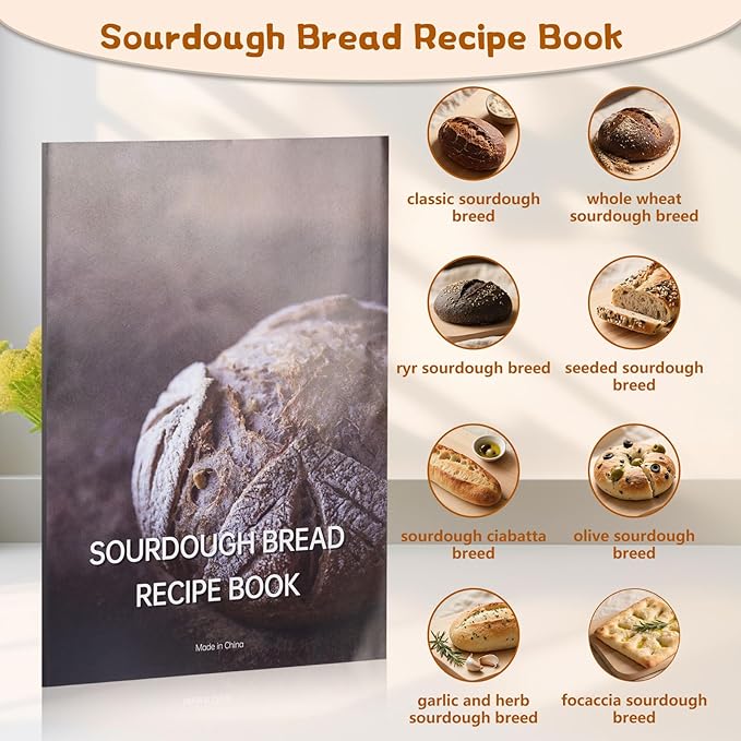 Sourdough Starter Kit-21 Piece Ultimate Bread Baking Supplies Set with Banneton Proofing Basket (9" Round & 10" Oval), Dough Jar, Bread Lame, Whisk & Tools, Complete Sourdough Kit for Beginners