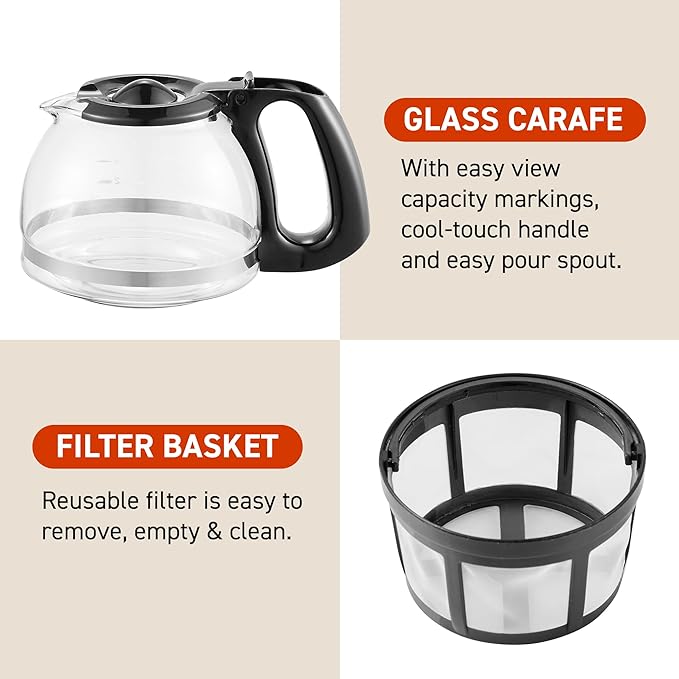 Elite Gourmet EHC4128 Automatic 4-Cup Drip Coffee Maker, Black | Glass carafe, Pause N Serve, reusable filter, On/Off switch, and Keep Warm with water level indicator - Image 2