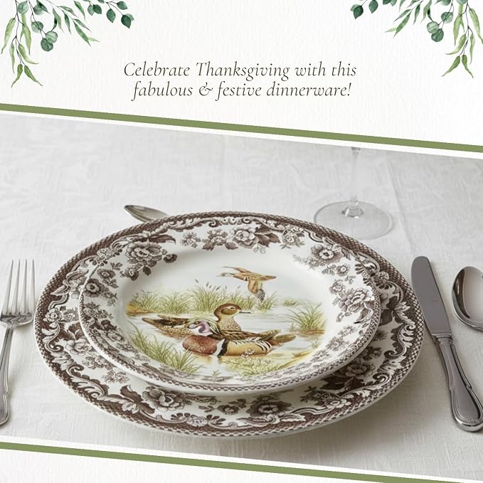 Spode – Woodland – Luncheon Plate – Wood Duck - Brown/White | Earthenware, Dishwasher Safe, Made in England - Image 5