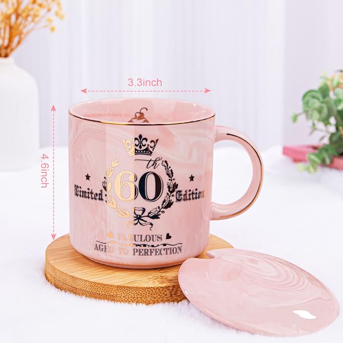 60th Birthday Gifts for Women - Fabulous 1966 Aged to Perfection Happy Birthday Mug - Limited Edition 60th Pink Coffee Mug Printed with Gold, Gift Idea for Turning 60 Years Old Women, Gift Boxed | Limited Edition 60th Pink Happy Birthday Mug Printed wi... - Image 2