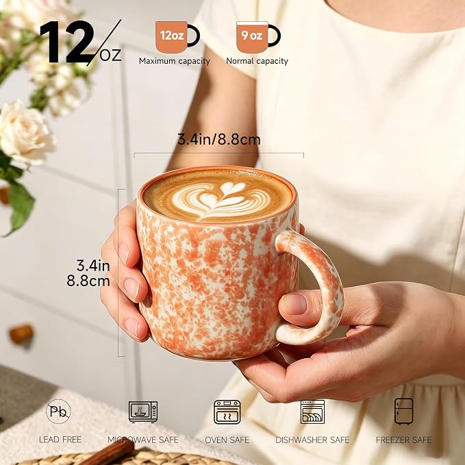 MONITO 12 OZ Coffee Mugs Set of 6, Modern Coffee Mugs Set with handle for Tea/Latte/Cappuccino/Milk/Cocoa. - Image 2