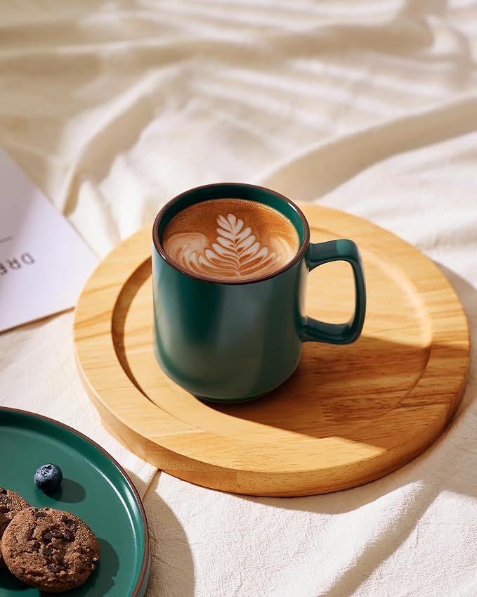 famiware Coffee Mugs Set of 6, Nebula 14oz Coffee Mugs, Ceramic Cup Set with Handle for Latte, Tea, Milk, Cappuccino, Cocoa, Dark Green - Image 7