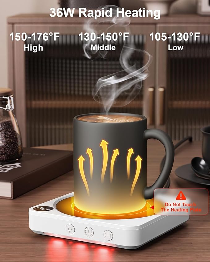 Mug Warmer - 36W Coffee Mug Warmer for Desk with Temperature Display, 2-12Hrs Auto Shut Off, Smart Candle Warmer - Ideal Coffee Gifts Accessories Keep Beverages Coffee Warmer - Image 2