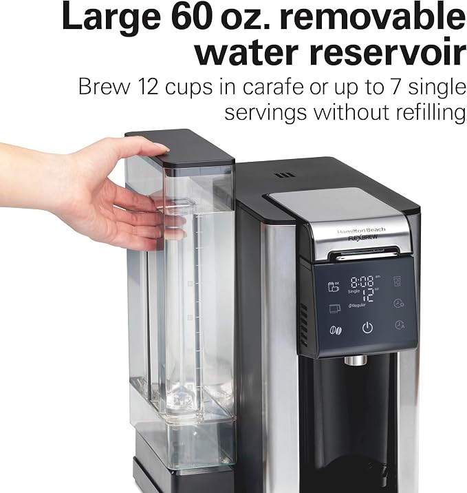 Hamilton Beach Flexbrew Advanced 5-in-1 Drip & Single Serve Coffee Maker | Single Serve Hot & Iced Coffee Maker | 12 Cup Programmable Drip Coffee Maker | Removable 60 oz. Reservoir | Black - Image 7