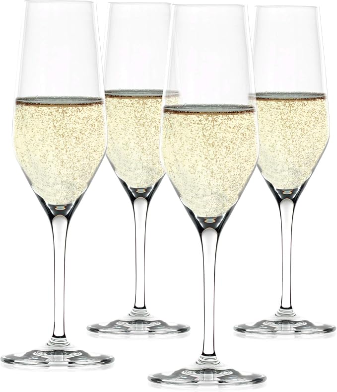 Spiegelau Style Champagne Flutes, Elegant Crystal Champagne Glasses Gift Set, Perfect for Prosecco, Sparkling Rose, Mocktails, Home Bar Accessories, Housewarming, Wedding Gifts, 8.5 oz, Set of 4 - Image 8
