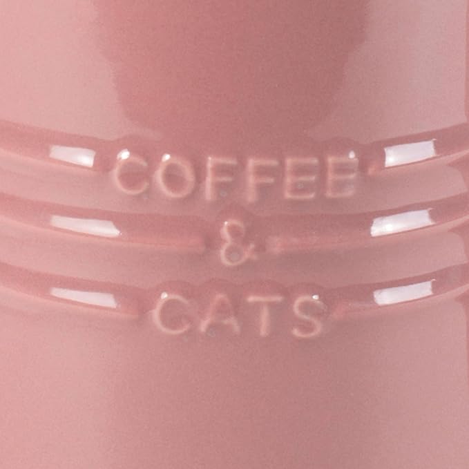 Fringe Studio Stoneware Memento Sculpted Tall Mug "COFFEE & CATS" 3.35"DIA X 4.5"H, 14 fl.oz., Blush Color (436006) - Image 2