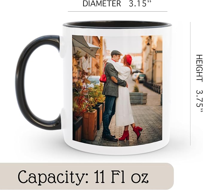 Personalized Coffee Mug | Custom Photo Text or Logo Ceramic Mug | Customized 11 Oz Tea Cup – Unique Gift for Men & Women | Taza Personalizadas Design with Picture and Words | White – Black - Image 5