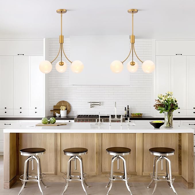 Bubble Chandelier, Modern Glass Gold Sputnik Chandelier 3-Light Ceiling Light Fixture Shades Stylish Bright Lighting for Dining Room Kitchen Bedroom Living Room Foyer Home Decor - Image 4