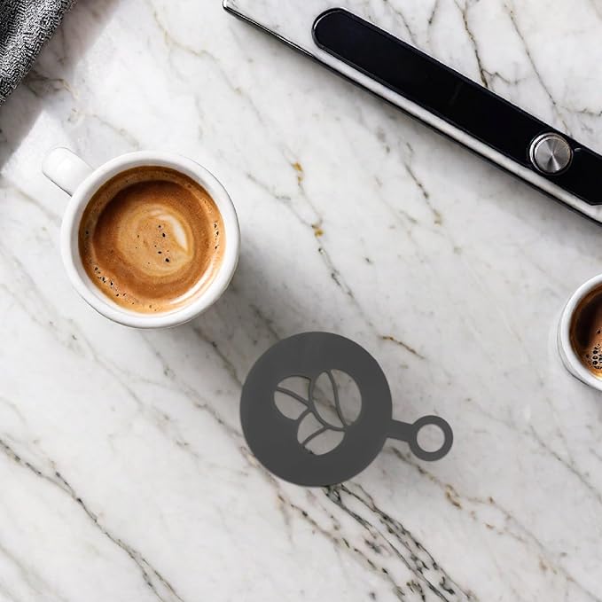 4pcs Stainless Steel Coffee Stencils: Latte Art Decorating Templates for Cappuccino Cake and Bread - DIY Spray Stencil Tools