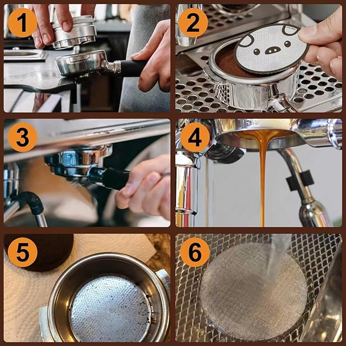 58.5mm Espresso Puck Screen 3-Pack, Lower Shower Screen, Metal Coffee Reusable Filter for 58mm Espresso Portafilter Basket, 1.7 Thickness(Cute Animal)