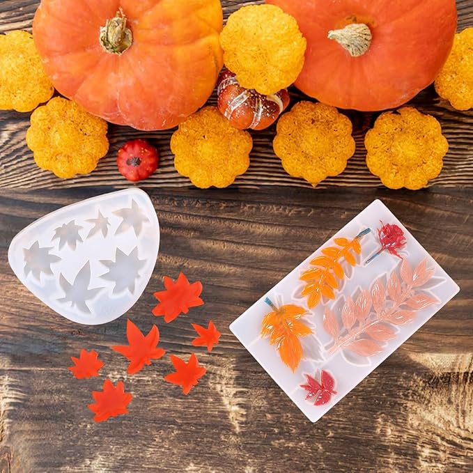 3 Pcs Fall Silicone Molds,14 Cavities Autumn Branches and Maple Leaves Thanksgiving Chocolate Molds,Funny 3D Chocolate Candy Molds for Soap Pudding Jelly Making