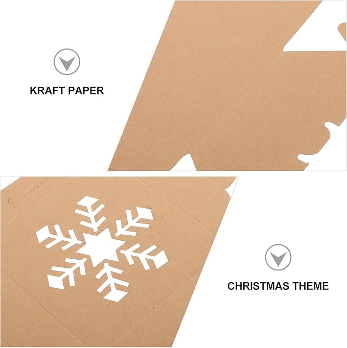 GARVALON 25pcs Kraft Paper Dessert Packing Boxes with Window, Lightweight and Sturdy Christmas Gift Boxes for Biscuits and Puddings, for Festival Decorating and Party Decorations - Image 5